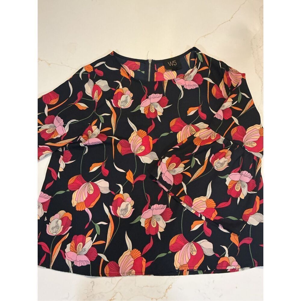 Anthropologie W5 Floral Blossom Blouse Sz M Bell Sleeve‎